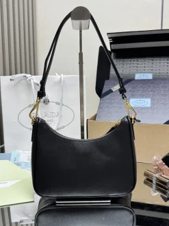 Alternative view of PRADA Shoulder Bags Saffiano Leather (Black-Gold) 22X18X6CM E30202608081521