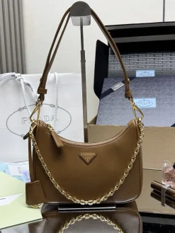 PRADA Shoulder Bags Saffiano Leather (Brown-Gold) 22X18X6 CM E30202608081522