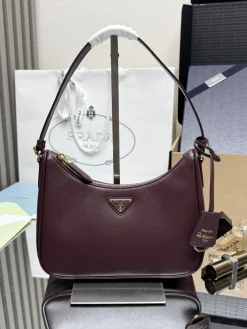 PRADA Shoulder Bags Saffiano Leather (Burgundy-Gold) 22X18X6CM E00202608081538