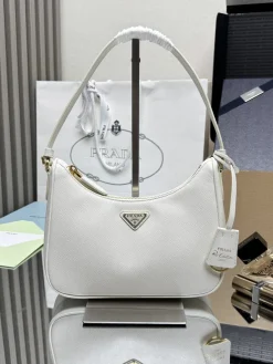 PRADA Shoulder Bags Saffiano Leather (White-Gold) 22X18X6 CM E00202608081537