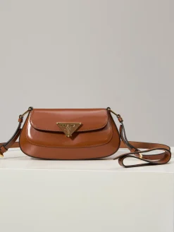 PRADA Shoulder Bags Shiny Leather (Brown-Gold) 24x11x4 CM F00202608080922