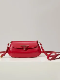 PRADA Shoulder Bags Shiny Leather (Red-Gold) 24X11X4CM F00202608080924