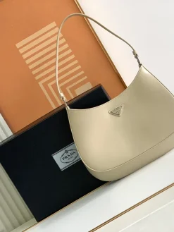 PRADA Shoulder Bags Smooth Calfskin (Beige-Silver) 27X21X5CM D70202608081130