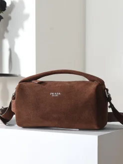 PRADA Shoulder Bags Suede (Brown) 24X11X11CM D50202608081182