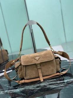 Alternative view of PRADA Shoulder Bags Suede Leather (Brown-Gold) 30X14X10CM E50202608081730