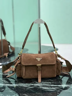 PRADA Shoulder Bags Suede Leather (Brown-Gold) 30X14X10CM E50202608081731