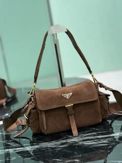 Alternative view of PRADA Shoulder Bags Suede Leather (Brown-Gold) 30X14X10CM E50202608081731
