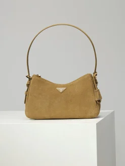 PRADA Shoulder Bags Suede Leather (Brown-Gold) 31X18X10CM F10202608081043