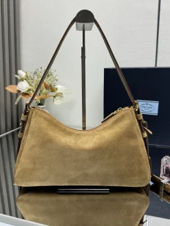 Alternative view of PRADA Shoulder Bags Suede Leather (Brown-Gold) 31X18X10CM F20202608081540