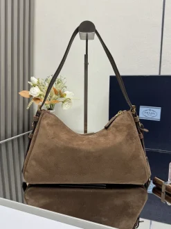 Alternative view of PRADA Shoulder Bags Suede Leather (Brown-Gold) 31x18x10 cm F20202608081541