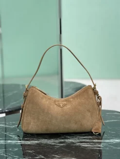 PRADA Shoulder Bags Suede Leather (Brown-Gold) 31x18x10cm F20202608081702