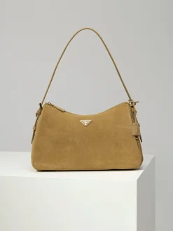PRADA Shoulder Bags Suede Leather (Brown-Gold) 39X23X12CM F60202608081042