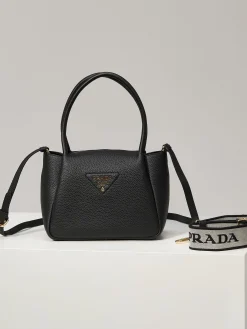 PRADA Shoulder Bags Textured Leather (Black-Gold) 23X21X10CM G60202608081104