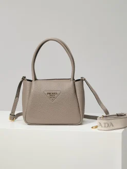 PRADA Shoulder Bags Textured Leather (Taupe-Beige) 23X21X10CM G60202608081102