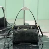 PRADA Shoulder Bags Waxed Calfskin (Black-Gold) 26X18X9CM F20202608081867