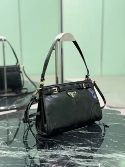 Alternative view of PRADA Shoulder Bags Waxed Calfskin (Black-Gold) 26X18X9CM F20202608081867