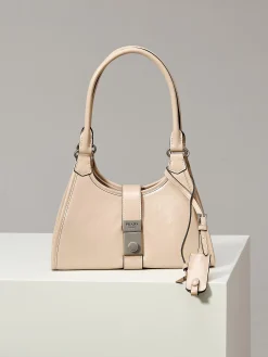 PRADA Shoulder Bags Waxed Leather (Beige-Silver) 26X18X12CM F30202608081110