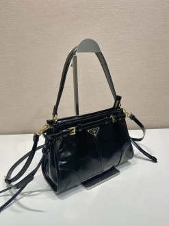 Alternative view of PRADA Shoulder Bags Waxed Leather (Black-Gold) 26X18X9CM E80202608081146