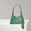 PRADA Shoulder Bags Waxed Leather (Green-Silver) 26X18X12CM F30202608081112