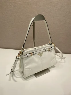 Alternative view of PRADA Shoulder Bags Waxed Leather (White-Gold) 26X18X9CM E80202608081145