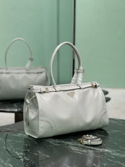 Alternative view of PRADA Shoulder Bags Waxed Leather (White-Gold) 38x30x12cm H20202608081781