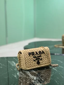 Alternative view of PRADA Shoulder Bags Woven Fabric (Beige-Black) 20X13X7CM F80202608081768