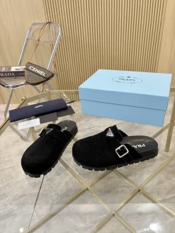PRADA Slides Suede Leather EU38-45 B00202608031556