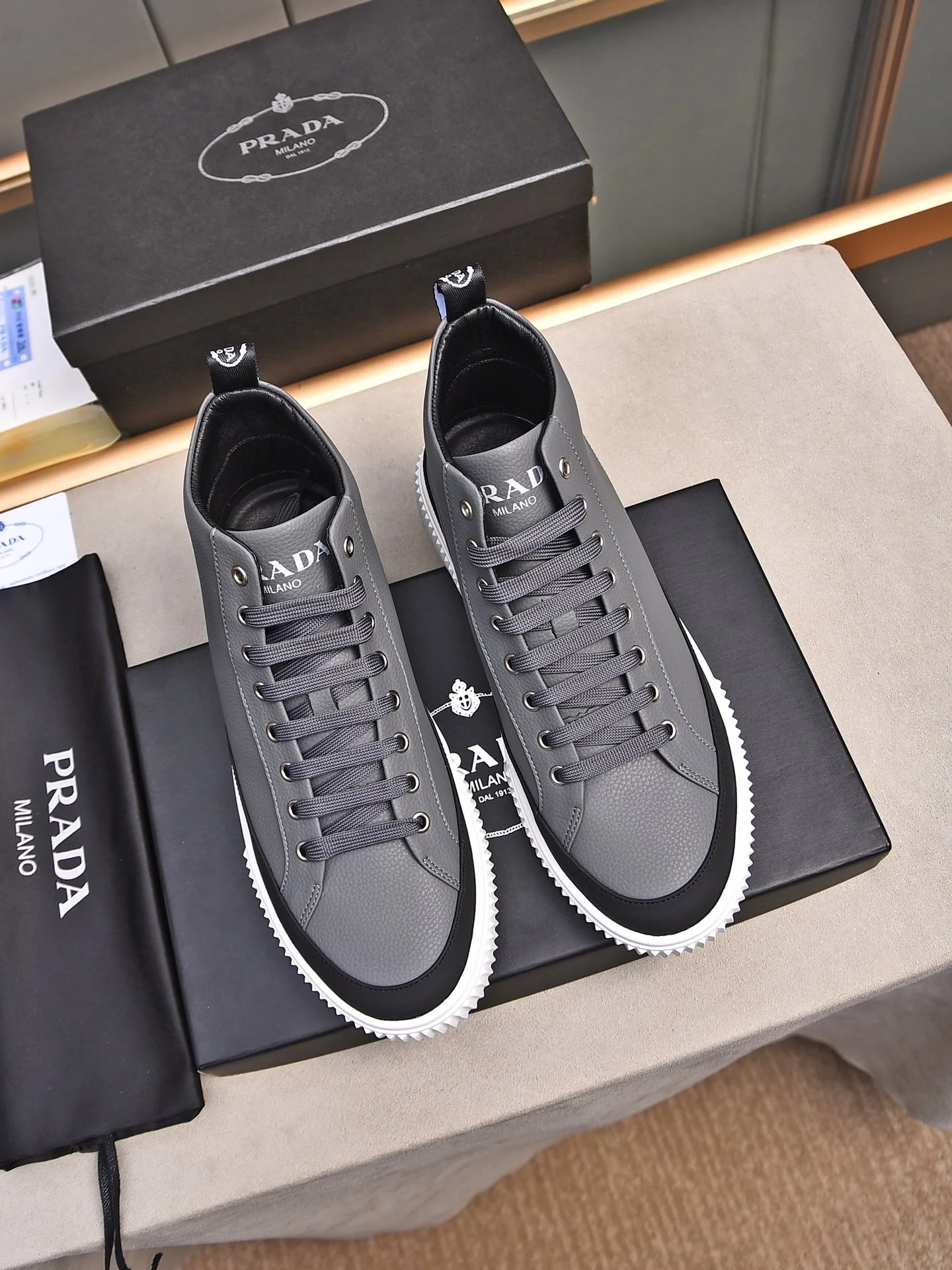 PRADA Sneakers Calf & Lamb Leather EU38-44 B10202608030374 - Image 9