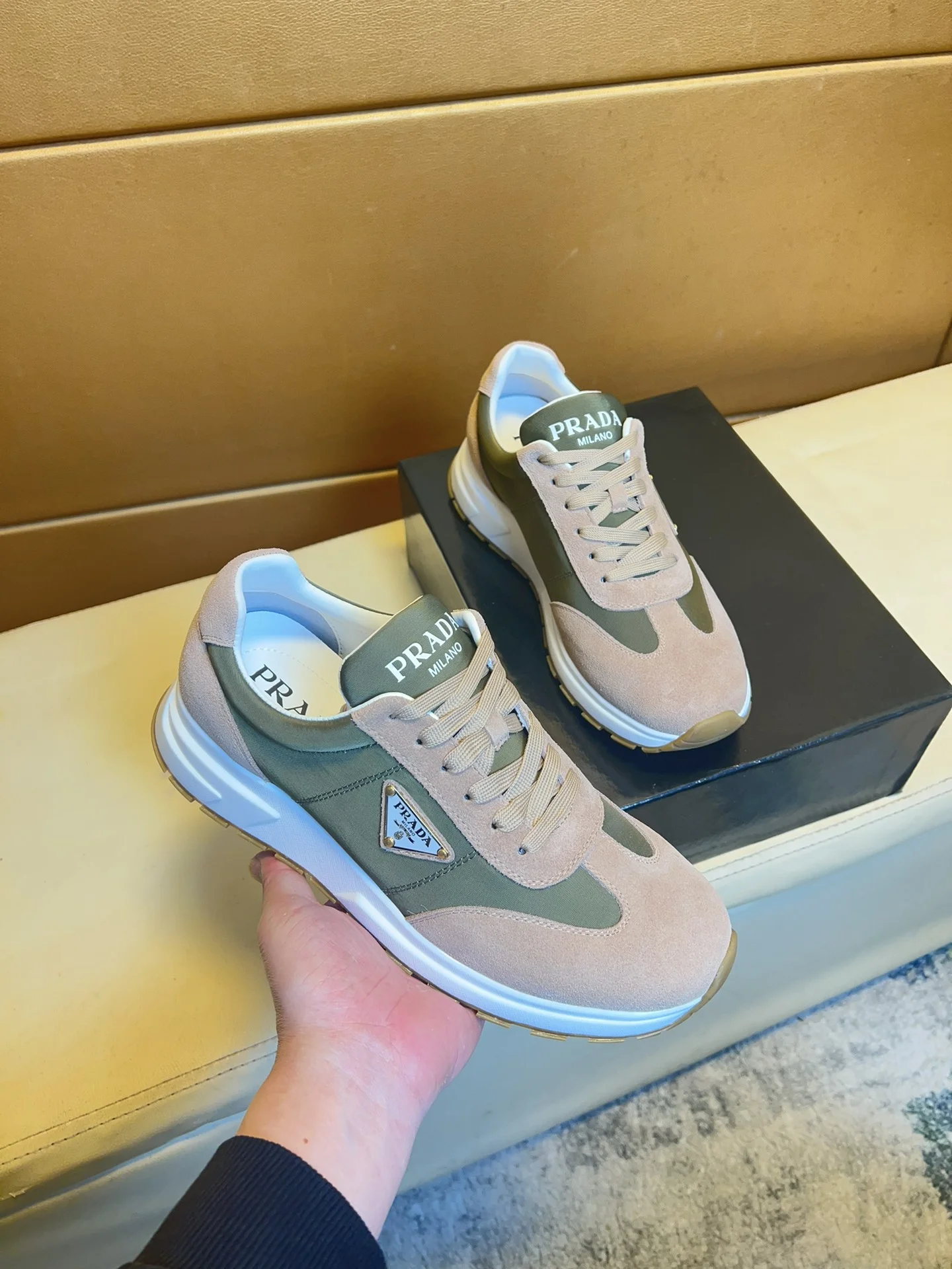 PRADA Sneakers Calf Leather Canvas EU38-44 B70202608030483 - Image 2