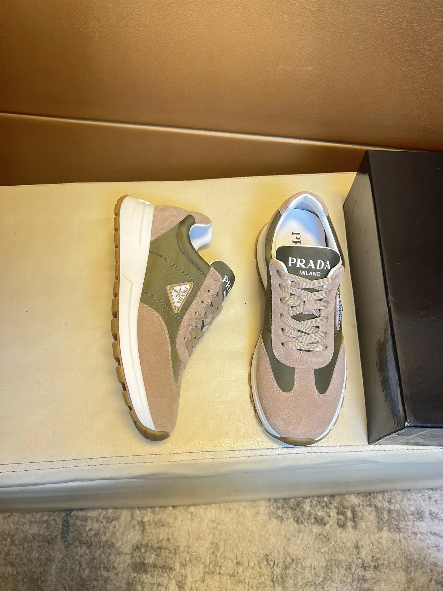 PRADA Sneakers Calf Leather Canvas EU38-44 B70202608030483 - Image 5