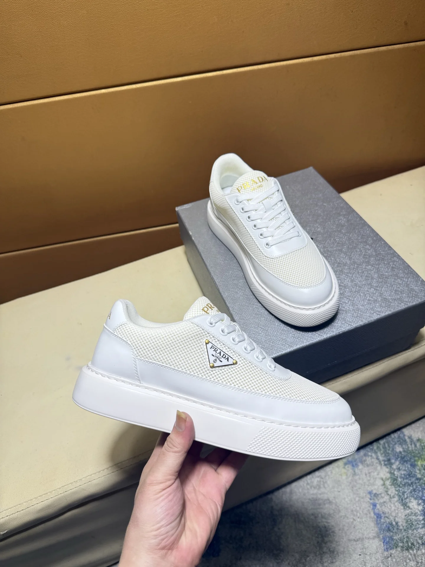 PRADA Sneakers Calfskin Canvas EU38-44 B80202608030478 - Image 2
