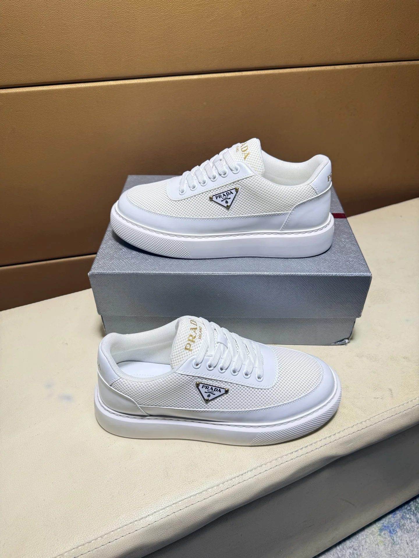 PRADA Sneakers Calfskin Canvas EU38-44 B80202608030478 - Image 4
