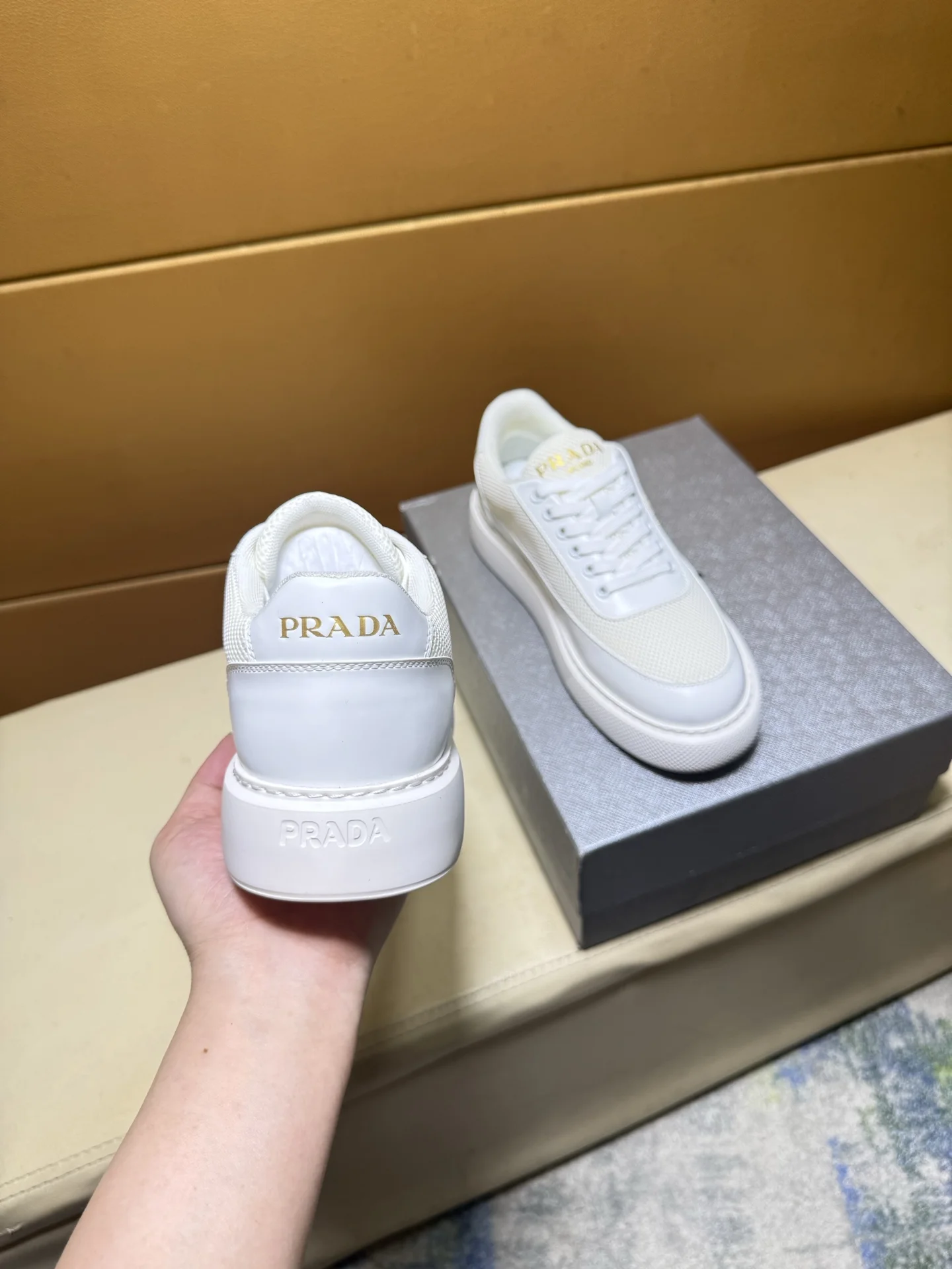 PRADA Sneakers Calfskin Canvas EU38-44 B80202608030478 - Image 7