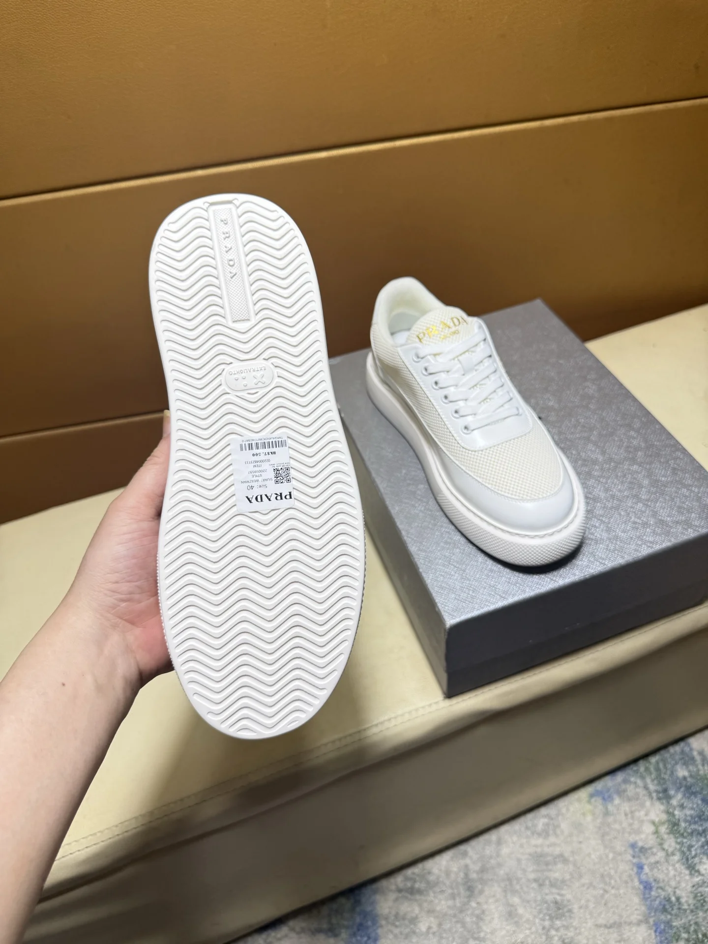PRADA Sneakers Calfskin Canvas EU38-44 B80202608030478 - Image 8