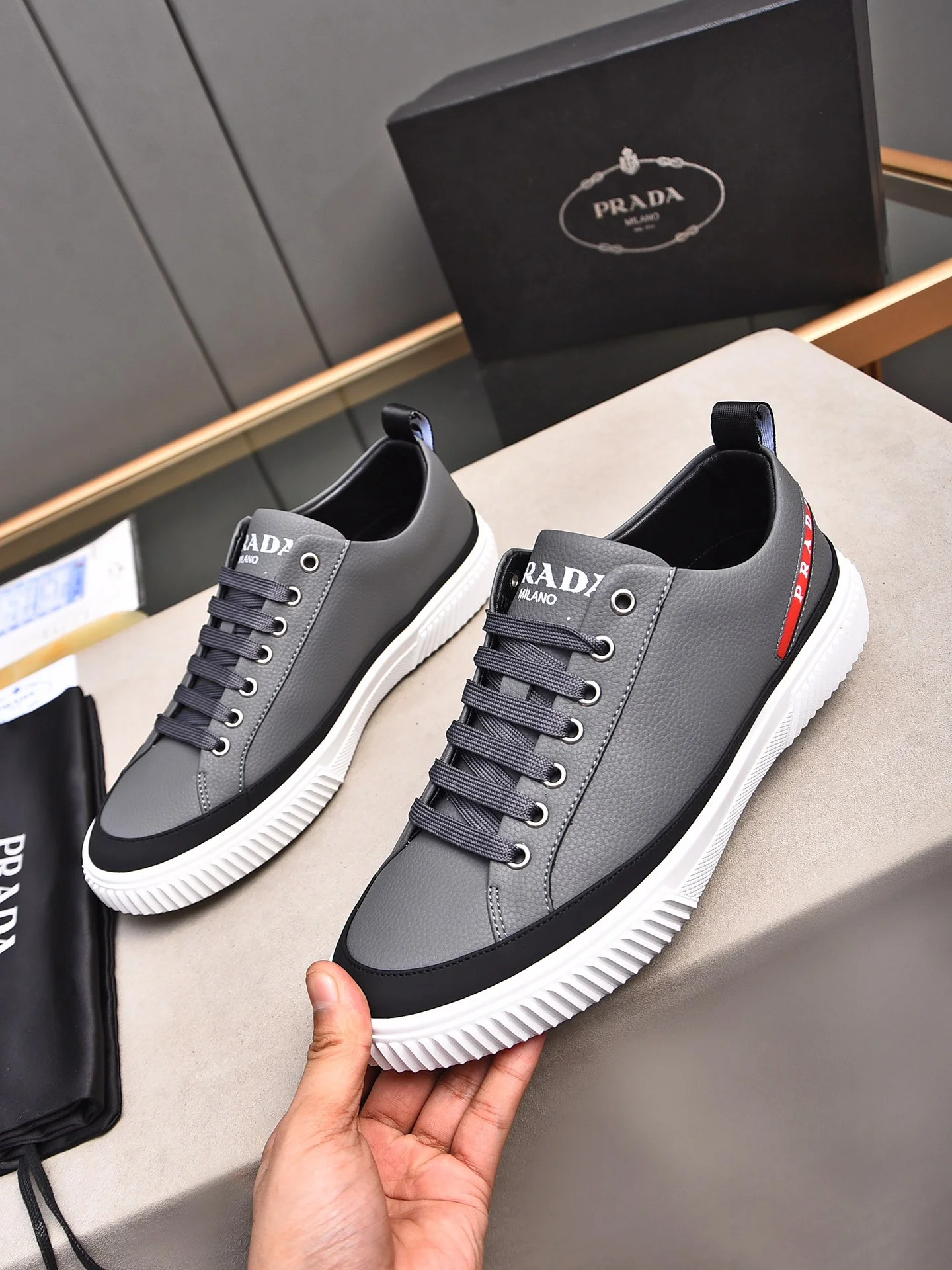 PRADA Sneakers Leather & Lambskin EU38-44 B00202608030375 - Image 2