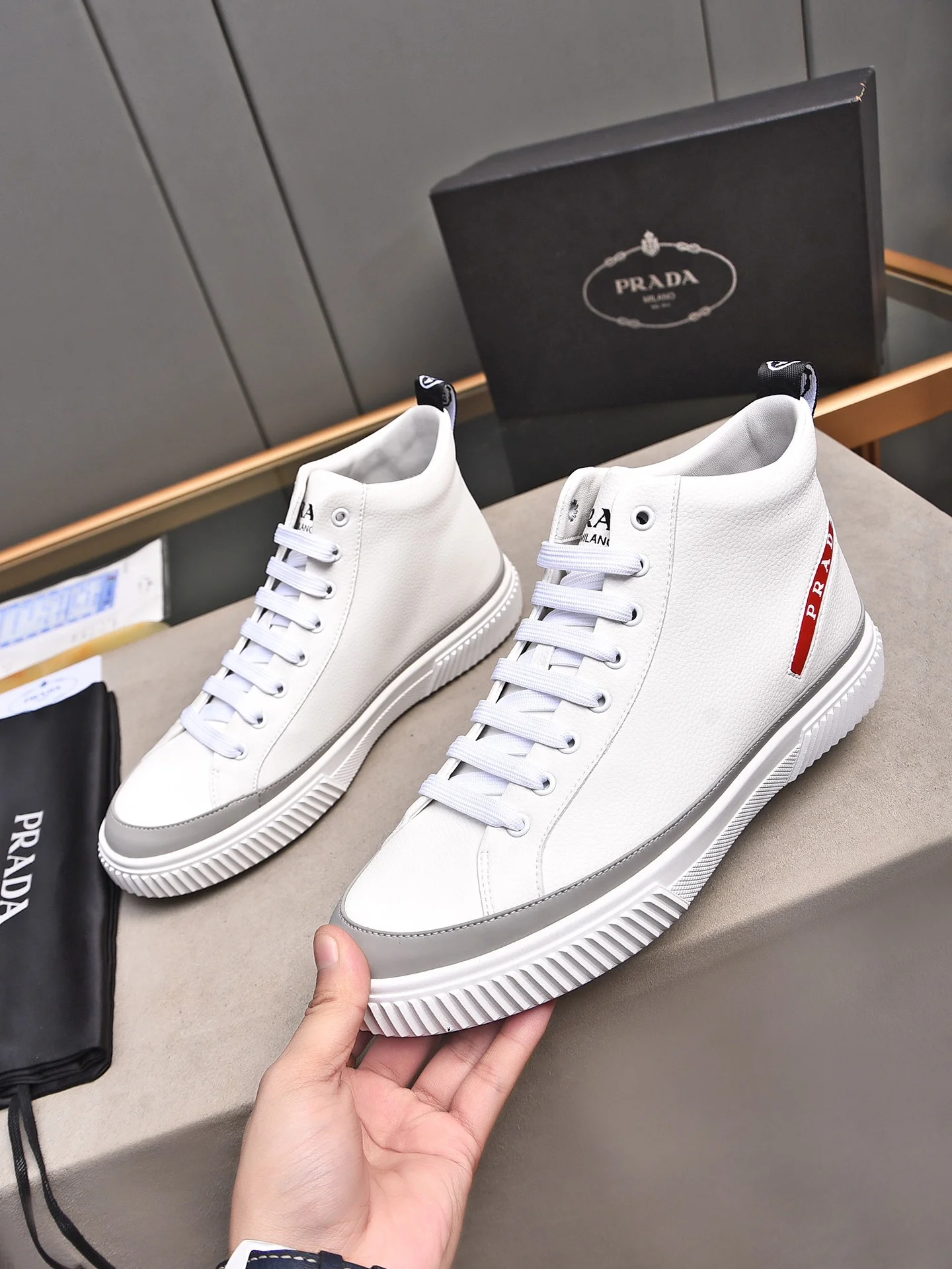 PRADA Sneakers Leather & Lambskin EU38-44 B10202608030372 - Image 2