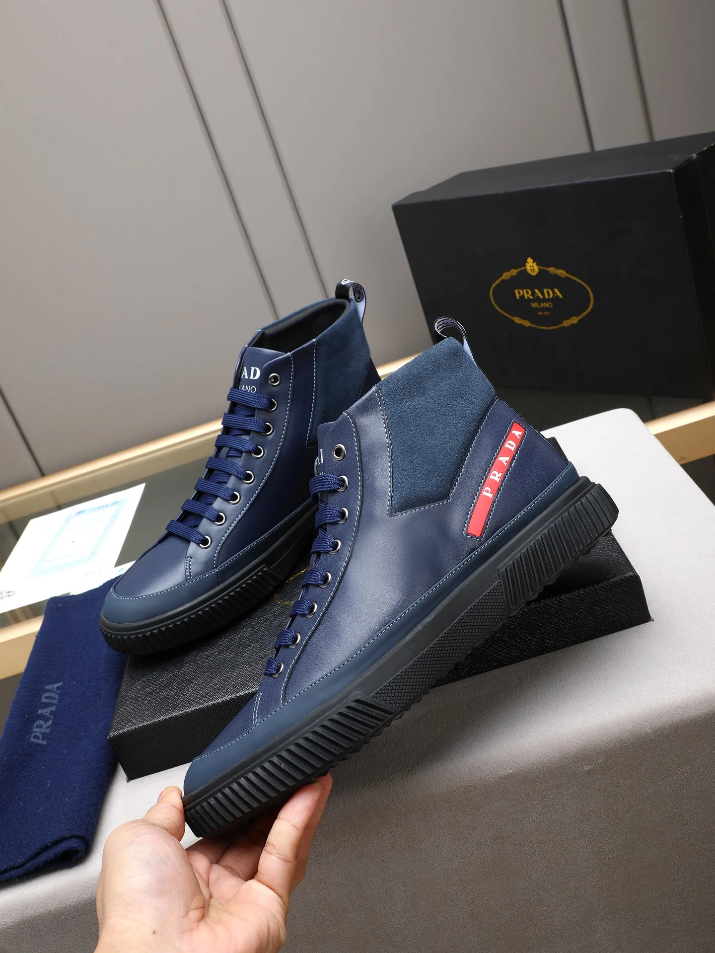 PRADA Sneakers Leather & Sheepskin EU38-44 B10202608030367 - Image 2