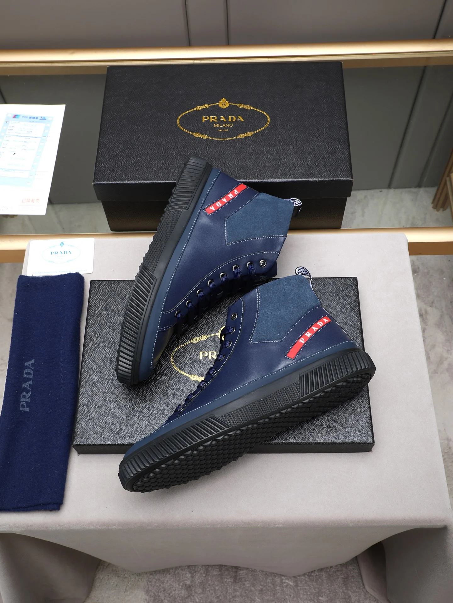 PRADA Sneakers Leather & Sheepskin EU38-44 B10202608030367 - Image 6