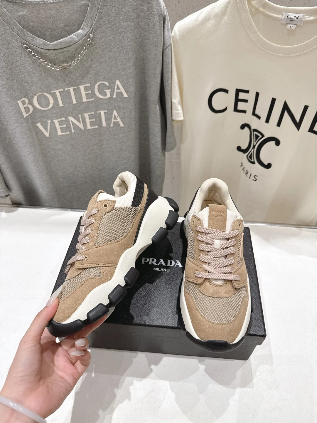 PRADA Sneakers Mesh Suede Leather EU35-39 B80202608031964 - Image 3