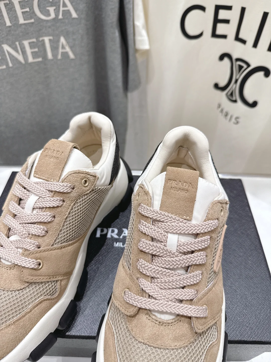 PRADA Sneakers Mesh Suede Leather EU35-39 B80202608031964 - Image 6