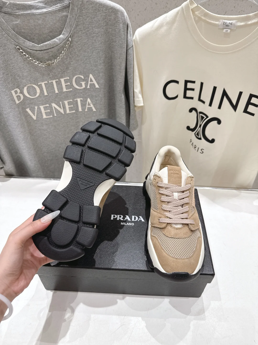 PRADA Sneakers Mesh Suede Leather EU35-39 B80202608031964 - Image 9