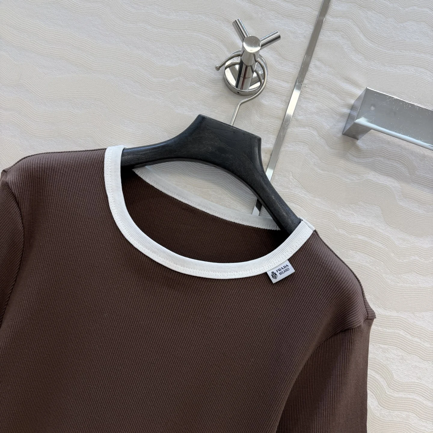 PRADA T-shirts Ribbed Cotton S A50202608041709 - Image 4