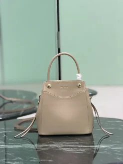 PRADA Top Handle Bags Calf Leather (Beige-Gold) 19X21X7CM F10202608081388