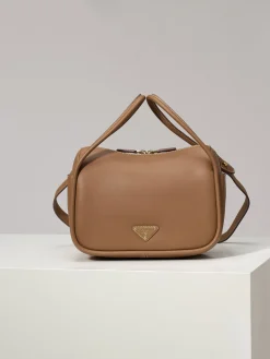 PRADA Top Handle Bags Calf Leather (Brown) 25x18x10 cm E90202608081084