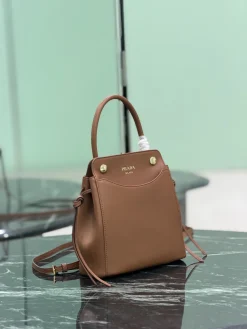 Alternative view of PRADA Top Handle Bags Calf Leather (Brown-Gold) 19X21X7 CM F10202608081387