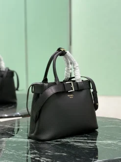 Alternative view of PRADA Top Handle Bags Calfskin Leather (Black-Gold) 32X23X11CM H60202608081233