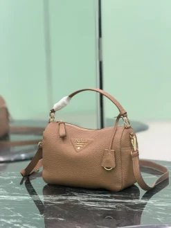 Alternative view of PRADA Top Handle Bags Calfskin Leather (Brown-Gold) 25X15X11CM F50202608081820