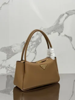 Alternative view of PRADA Top Handle Bags Calfskin Leather (Brown-Gold) 28x18x11 cm F60202608081808