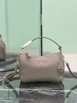 PRADA Top Handle Bags Calfskin Leather (Taupe-Gold) 25X15X11CM F50202608081821