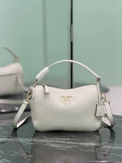 PRADA Top Handle Bags Calfskin Leather (White-Gold) 25X15X11CM F50202608081819